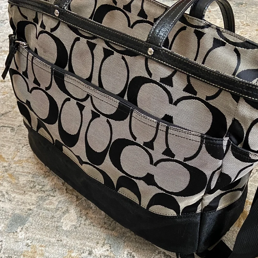 Coach 2009 Stripe Jacquard Black and Gray Baby Bag (F13803) - Picture 8 of 16